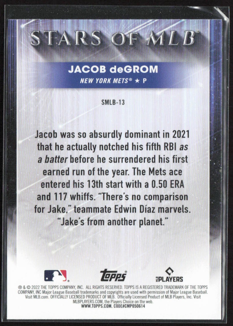 Jacob deGrom 2022 Topps: Stars of MLB #SMLBC-13 New York Mets