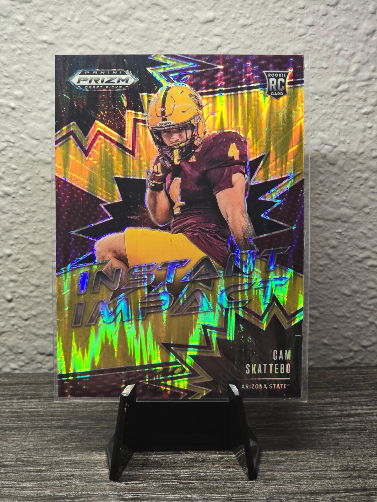 Rare 2025 Prizm Draft Picks Cam Skattebo Instant Impact Gold Shock RC 11/49
