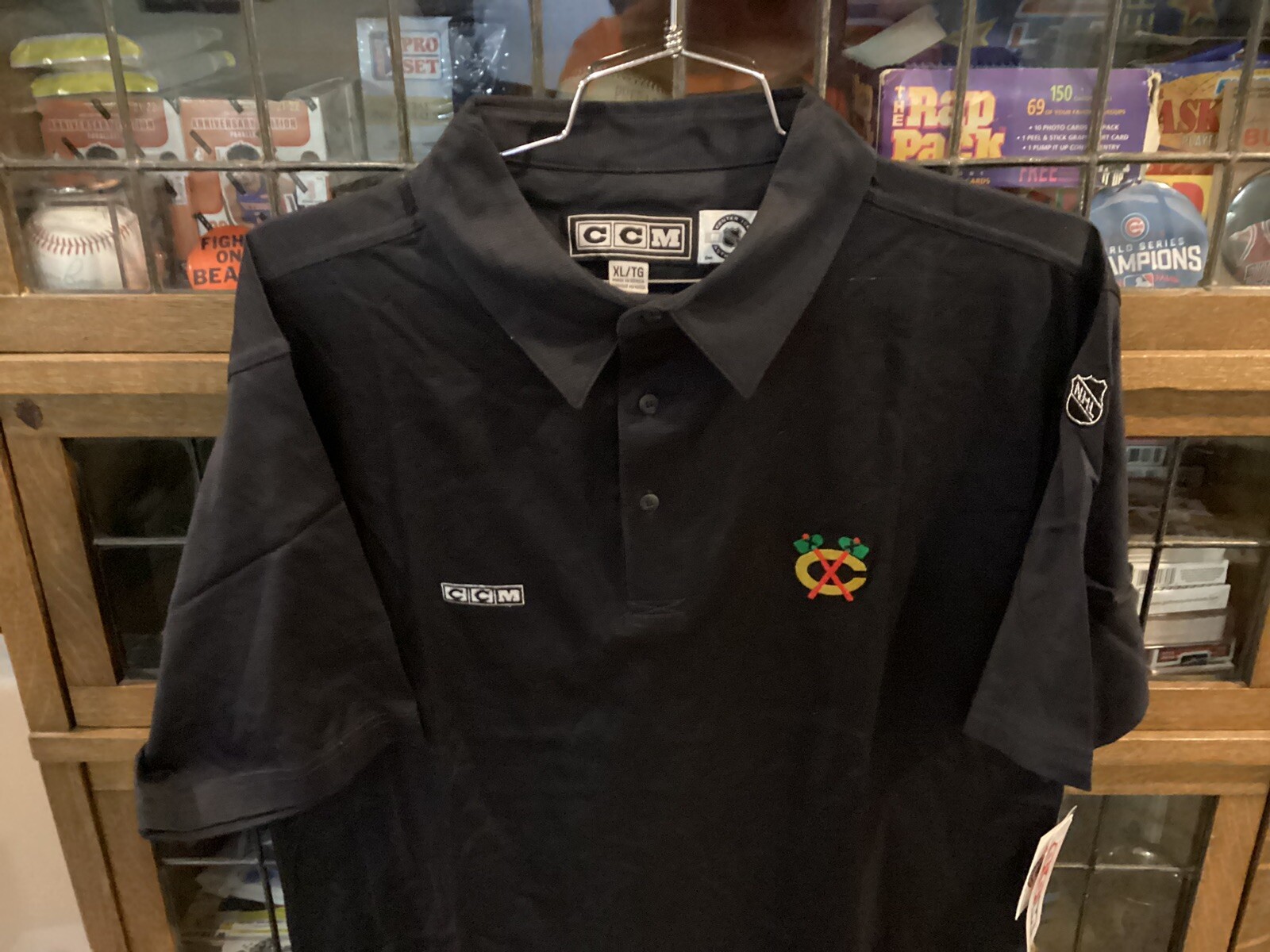 NWT VTG Chicago Blackhawks CCM Black Center Ice 90’s Golf Polo SZ XL – Cool