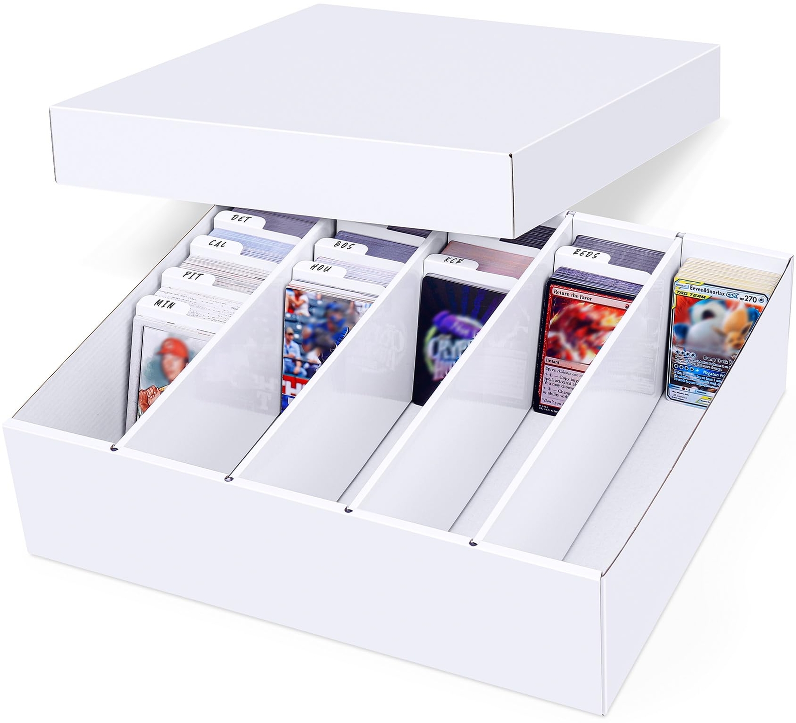 5 Row Trading Card Storage Box Organizer for Collectible Baseball Game Cards