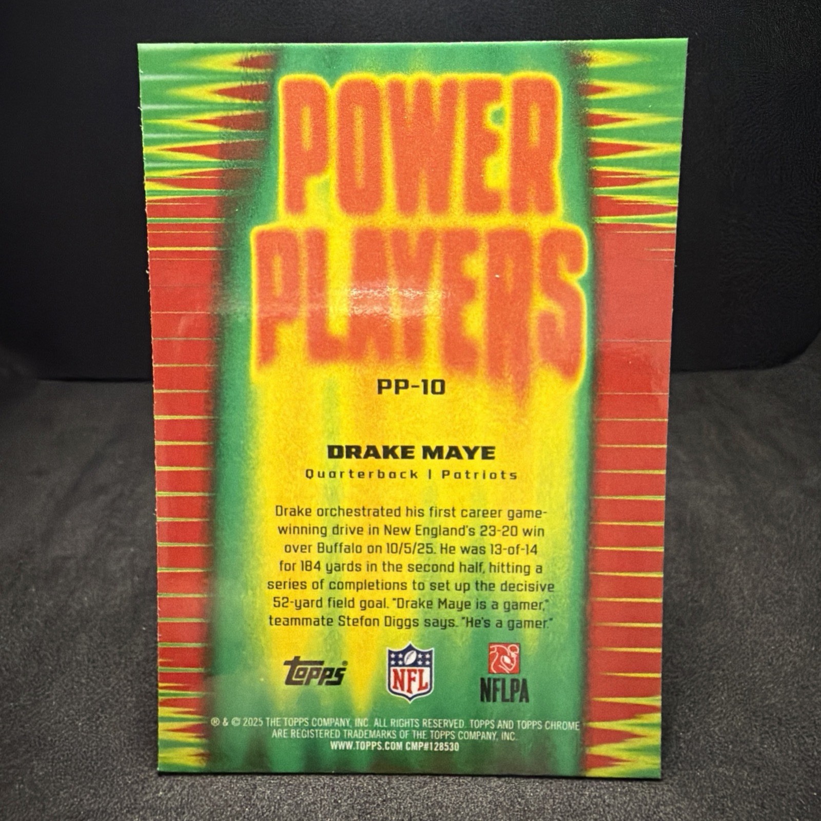 2025 Topps Chrome NFL Drake Maye Power Players Refractor PP-10 Patriots