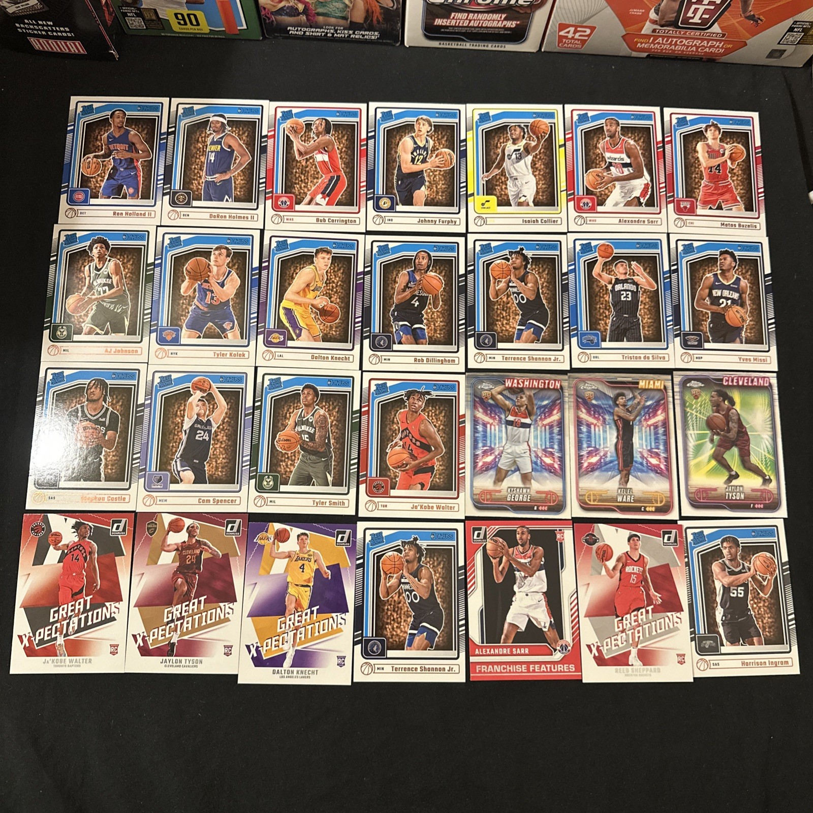 NBA Rookie Lot of 127 Cards – Bronny, Castle, McCain, More – w/ Hinge Card Boxes
