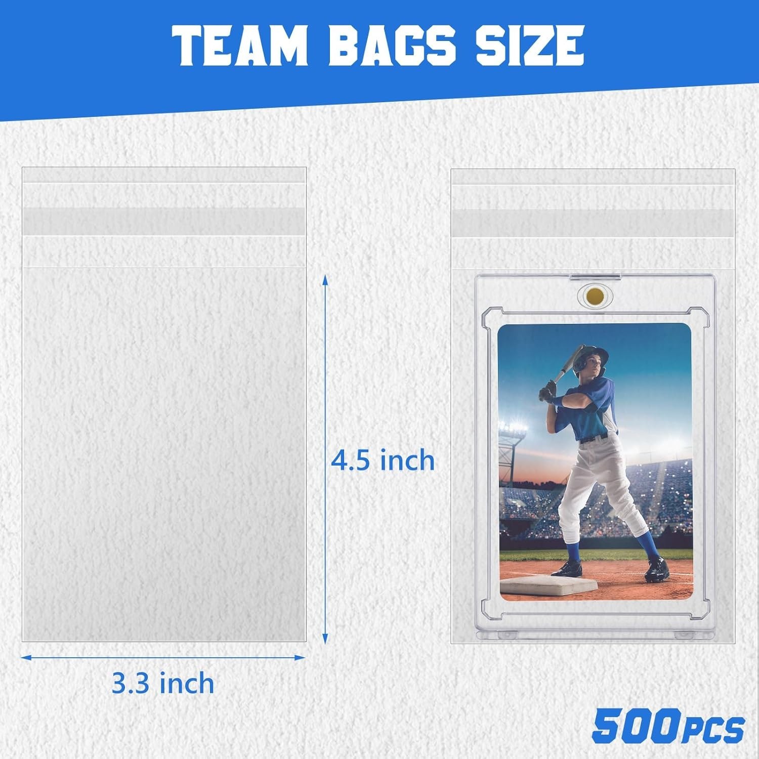 DEDC 500Pcs Team Bags for One Touch Magnetic Card Holder, Team Bags for Tradi