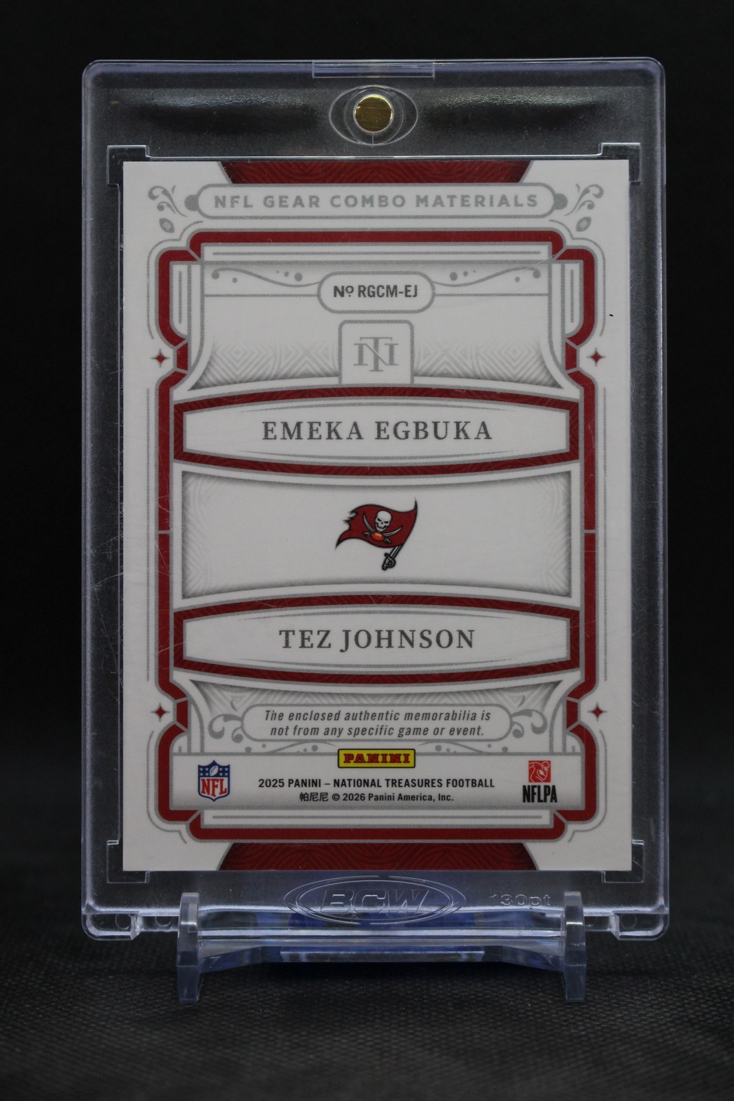2025 National Treasures #RGCM-EJ Emeka Egbuka Tez Johnson RC DUAL NFL Shield 1/1
