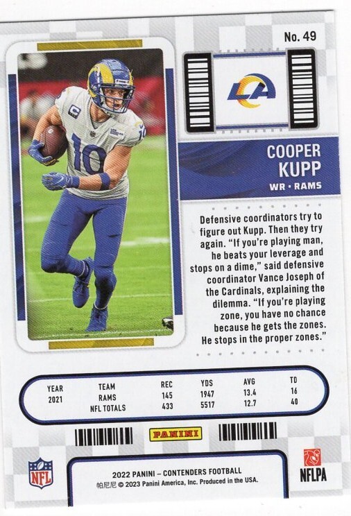 2022 PANINI PLAYOFF CONTENDERS COPPER KUPP #49 RAMS