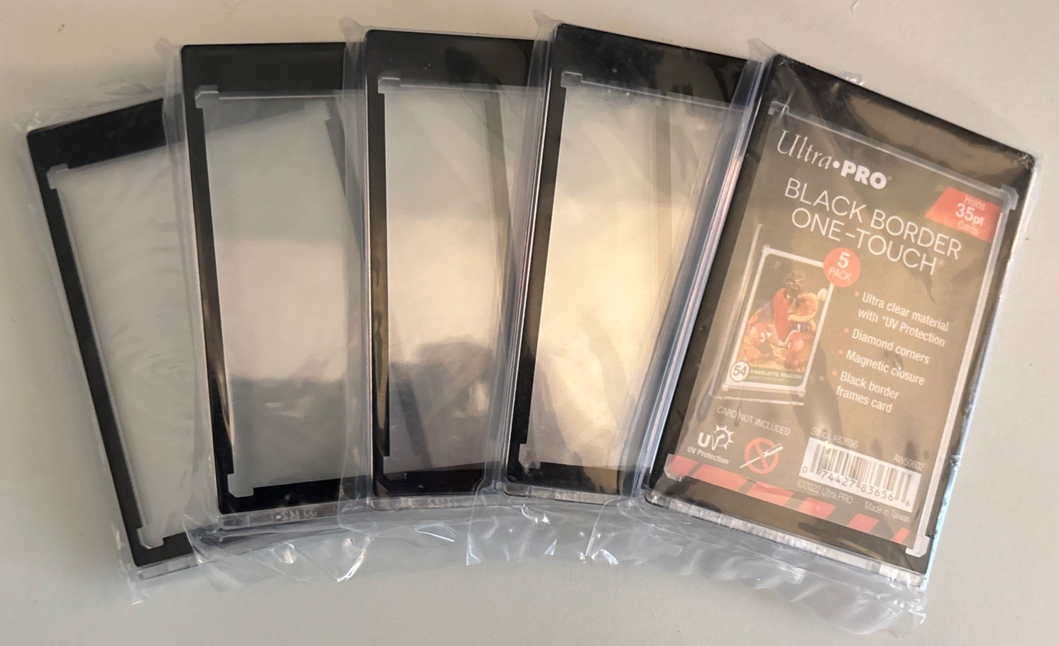 Ultra Pro One-Touch Magnetic Card Holder BLACK BORDER 35pt Point, 5 Pack