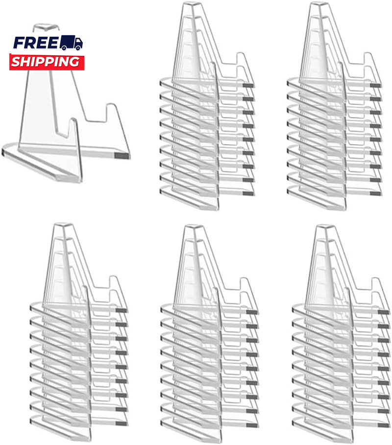 50 Packs Card Display Stand 2.2 Inch Acrylic Easel Mini Card Stand
