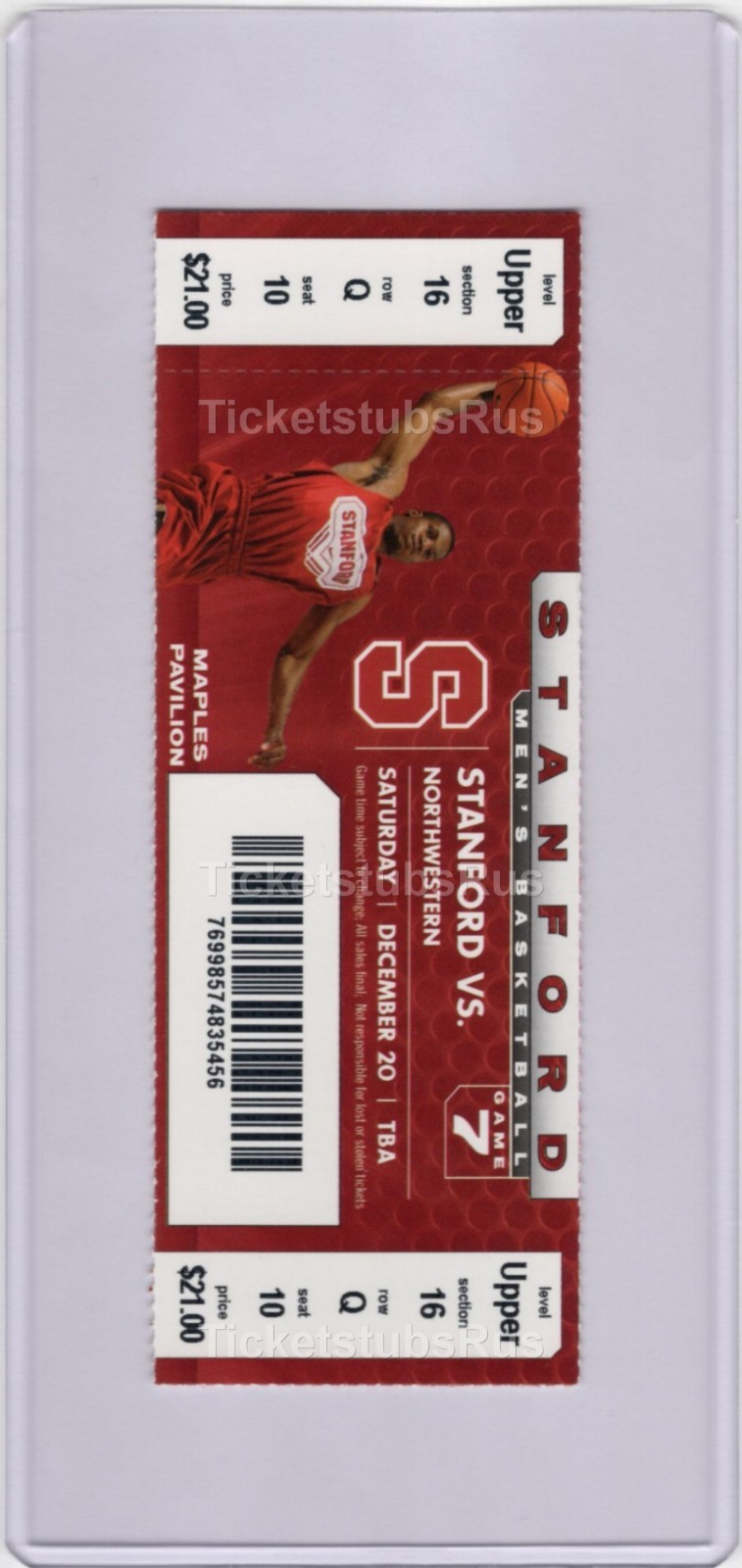 Mitch Johnson 100th 2-Pt Career High 16 Pts 12/20/2008 Stanford Ticket NBA SPURS