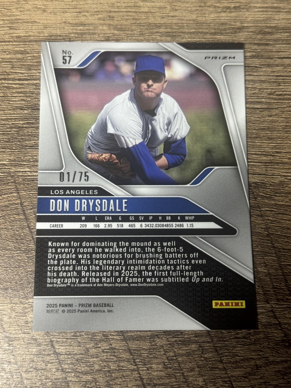 2025 Panini Prizm #57 Don Drysdale Blue Pulsar Prizm /75 Dodgers