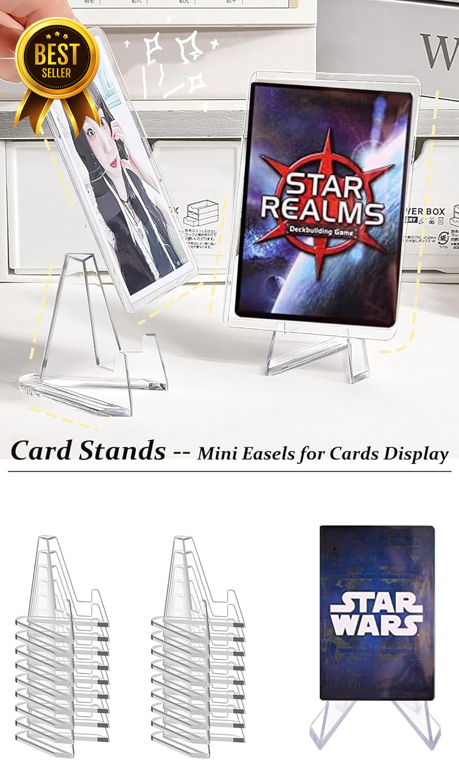 50 Pack Acrylic Card Display Stands 2.2″ Mini Easel for Trading Cards