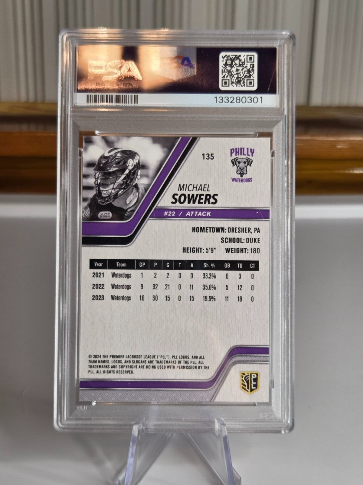 Premier Lacrosse League – 2024 PLL – Michael Sowers – #135 Base Auto PSA 10