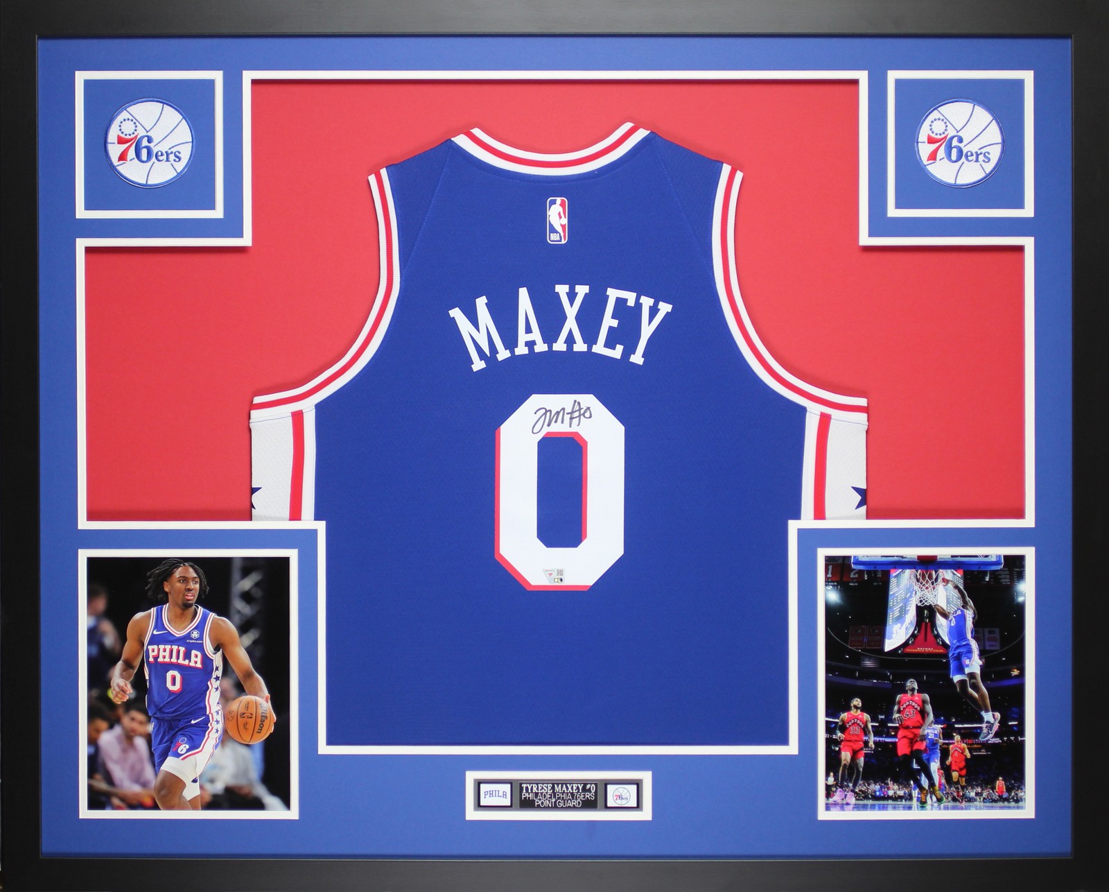 Tyrese Maxey Autographed & Framed Blue Philadelphia Jersey Fanatics Certified