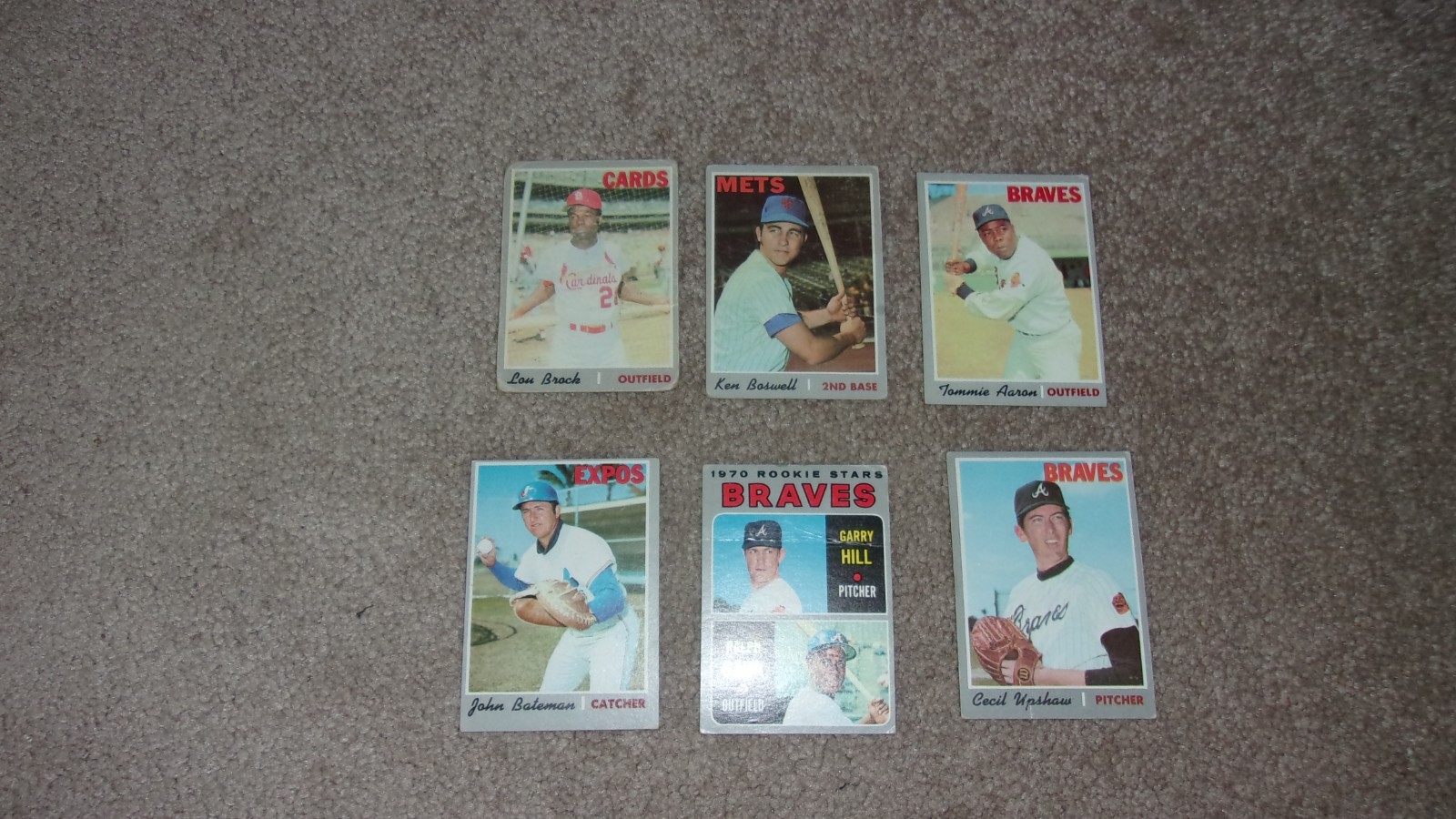 1970 Baseball 6 card lot; 1-HOF L. Brock, nbrs 214, 172, 330,417, 278, 295, gd