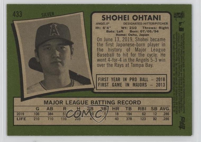 2020 Topps Heritage Silver Team Name Variation Shohei Ohtani #433 1a7z
