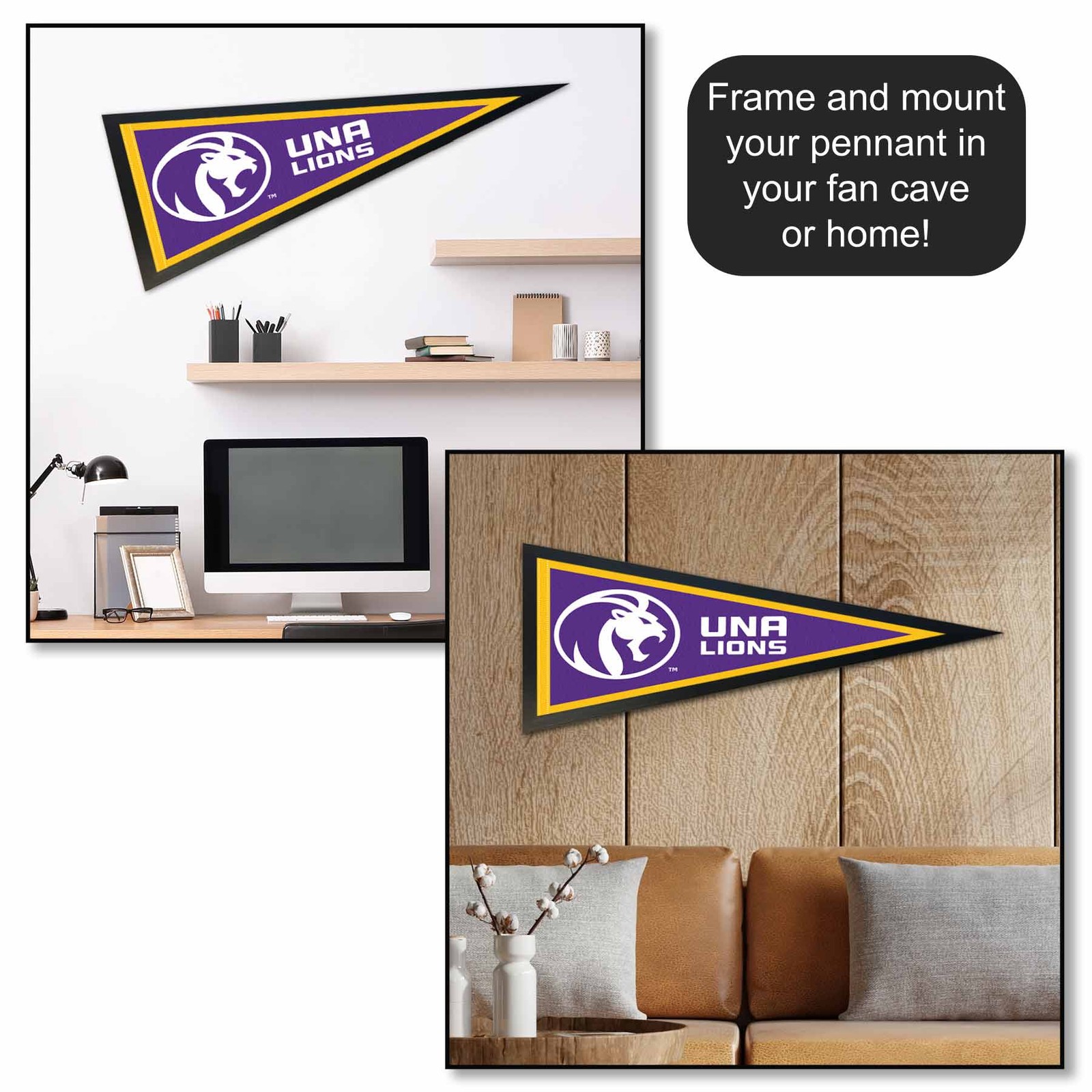 North Alabama Lions 12 in X 30 in Logo College Pennant
