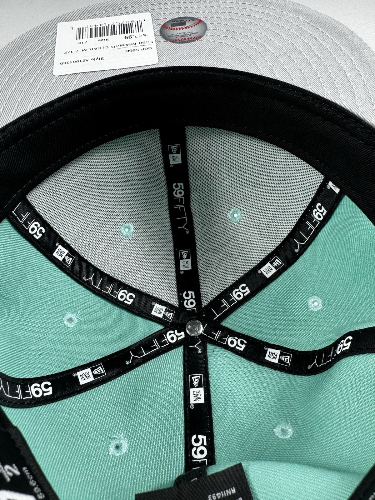 New Era 59FIFTY Miami Marlins Mint Green Fitted Hat 7 1/2 MLB Cap New