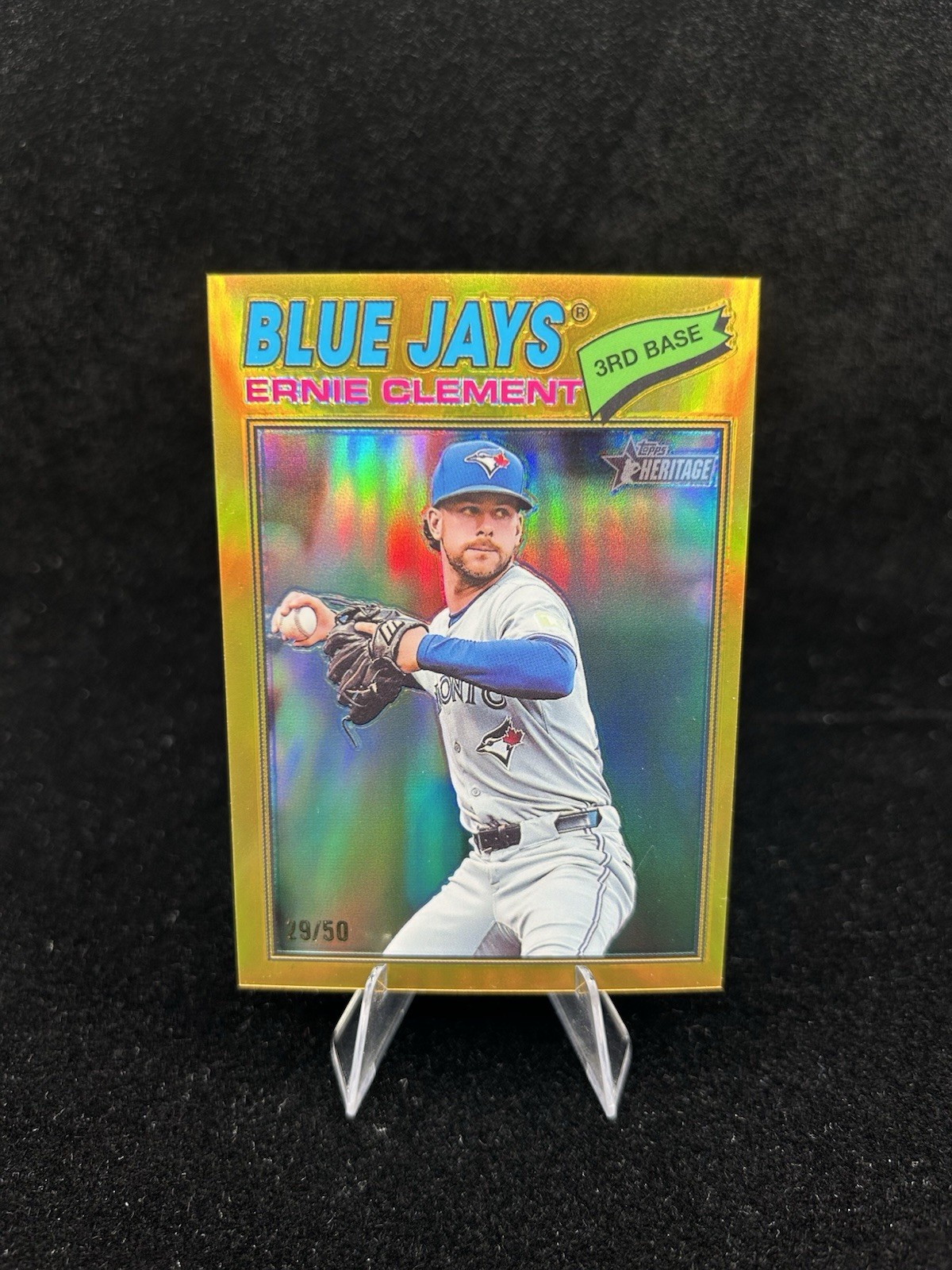 2026 Topps Heritage Gold Refractor #21 Ernie Clement (#29/50)