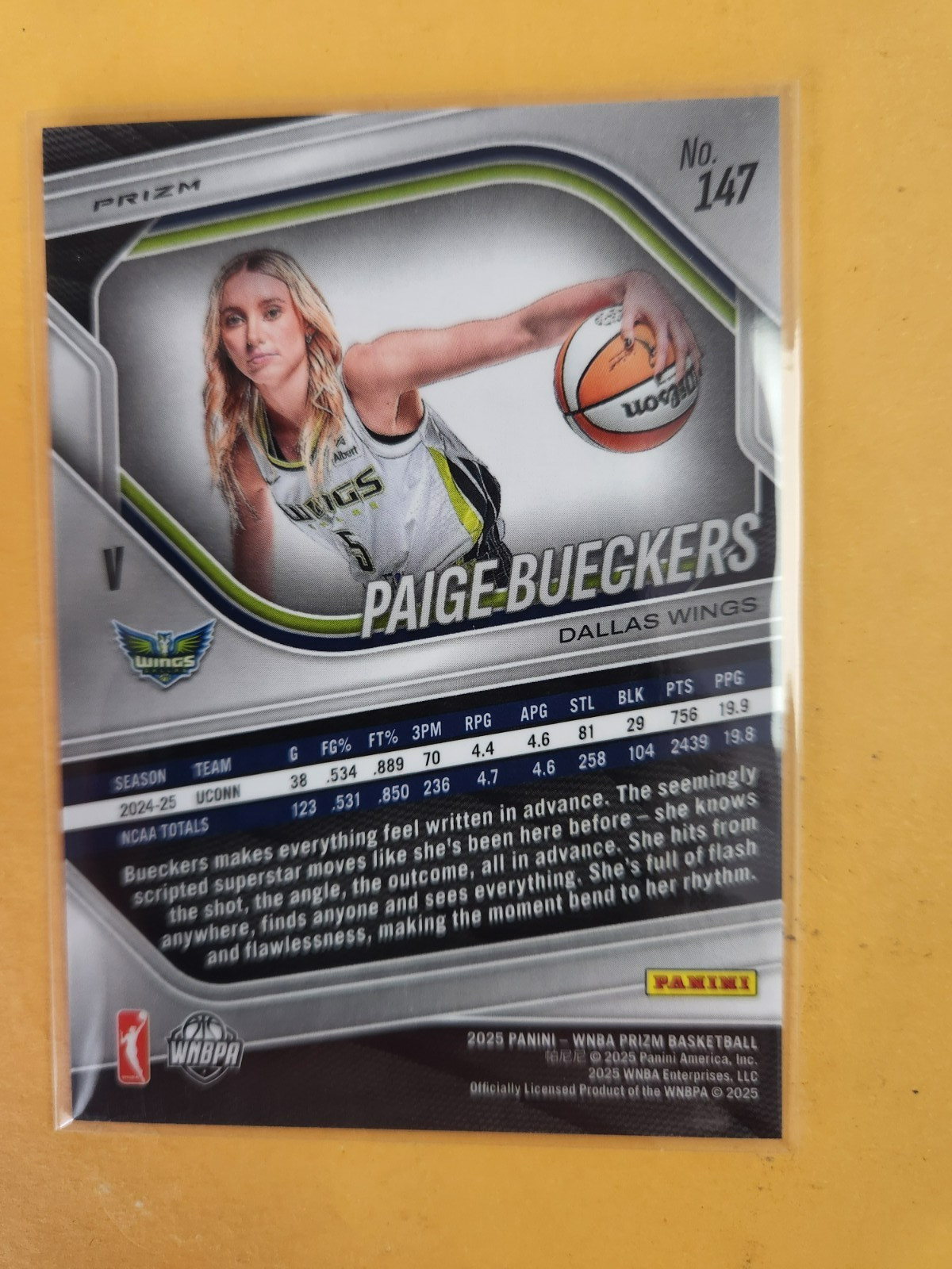 2025-26 WNBA Prizm #147 Paige Bueckers Blue Velocity Variation Rookie RC Wings