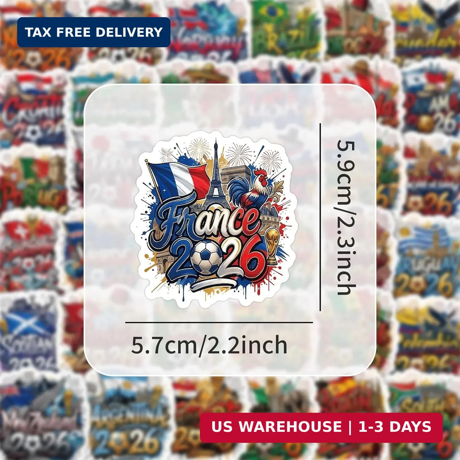 40PCS World Cup Football Soccer Stickers, 2026 National Team Flag Country Sticke