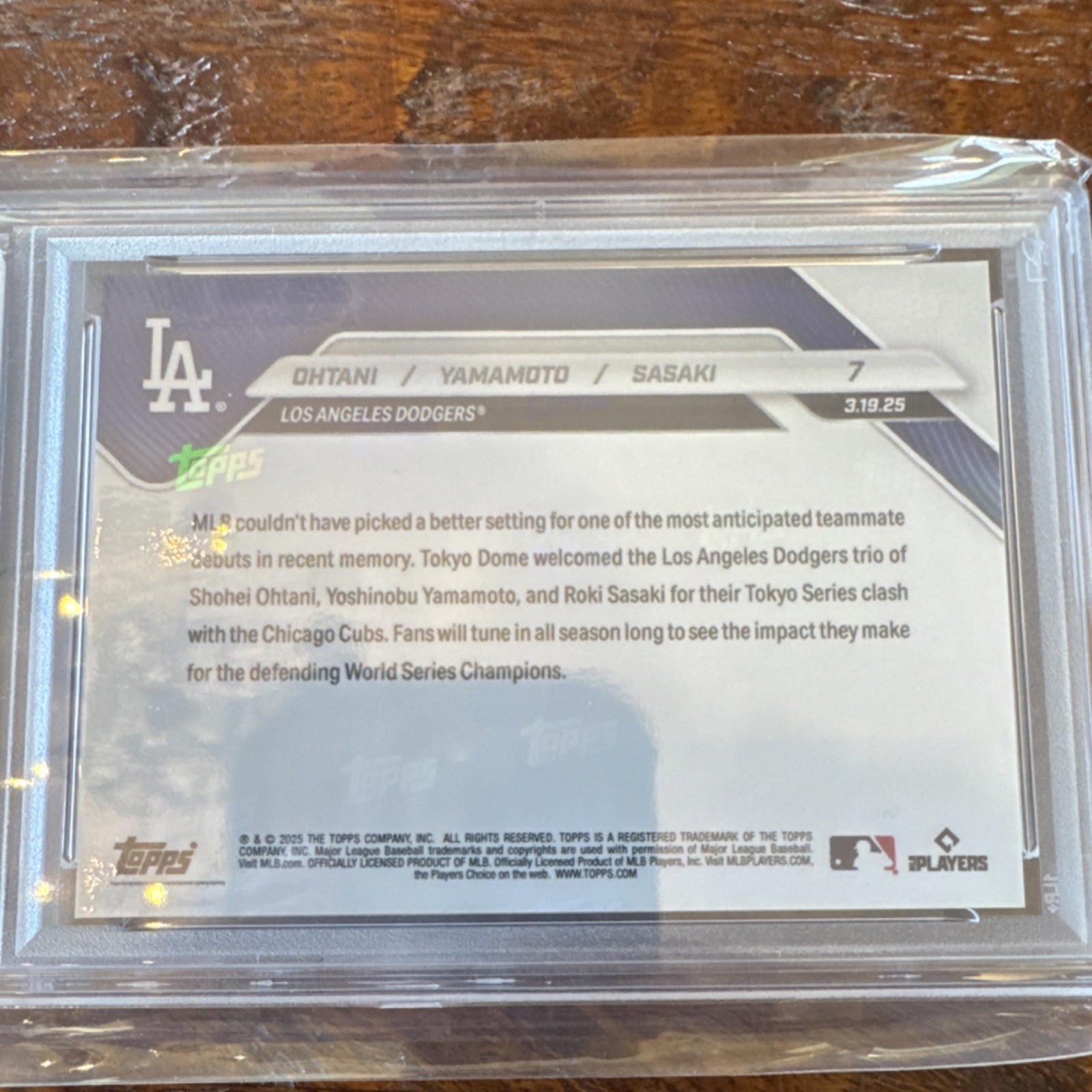 Topps 2025 Topps Now Tokyo Series #7 Ohtani Yamamoto Sasaki PSA 10 /99226
