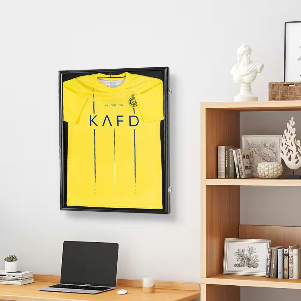 Black Jersey Display Frame Case 23.3 X 31.2 X 1.5In. Lockable Sport Jersey Shado