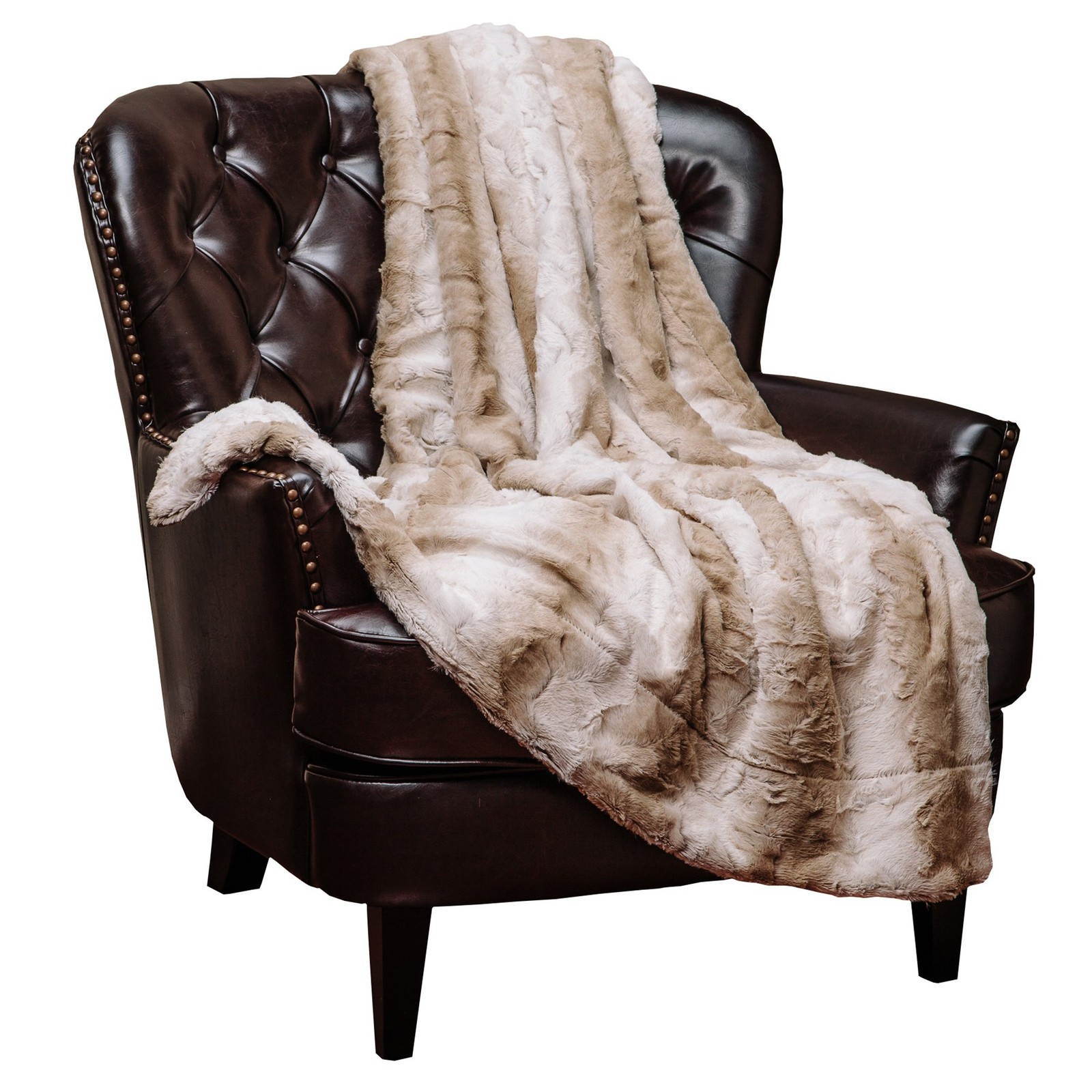 Chanasya Premium Faux Fur Ombre Throw Blanket – Super 60×70 Inches, Brown