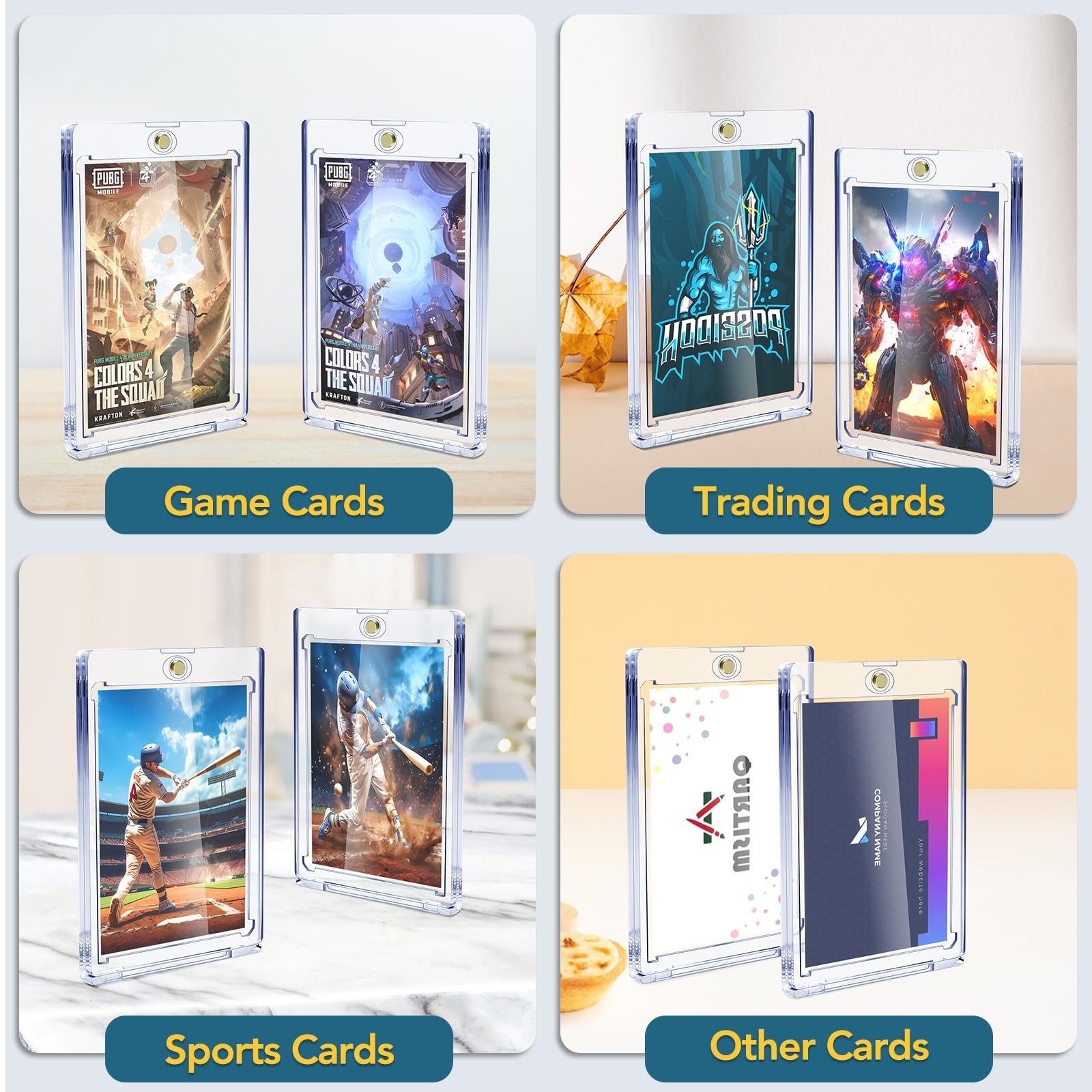 20ct Magnetic Card Holders, 35pt One Touch Card Holder, U-V Protection Hard P…