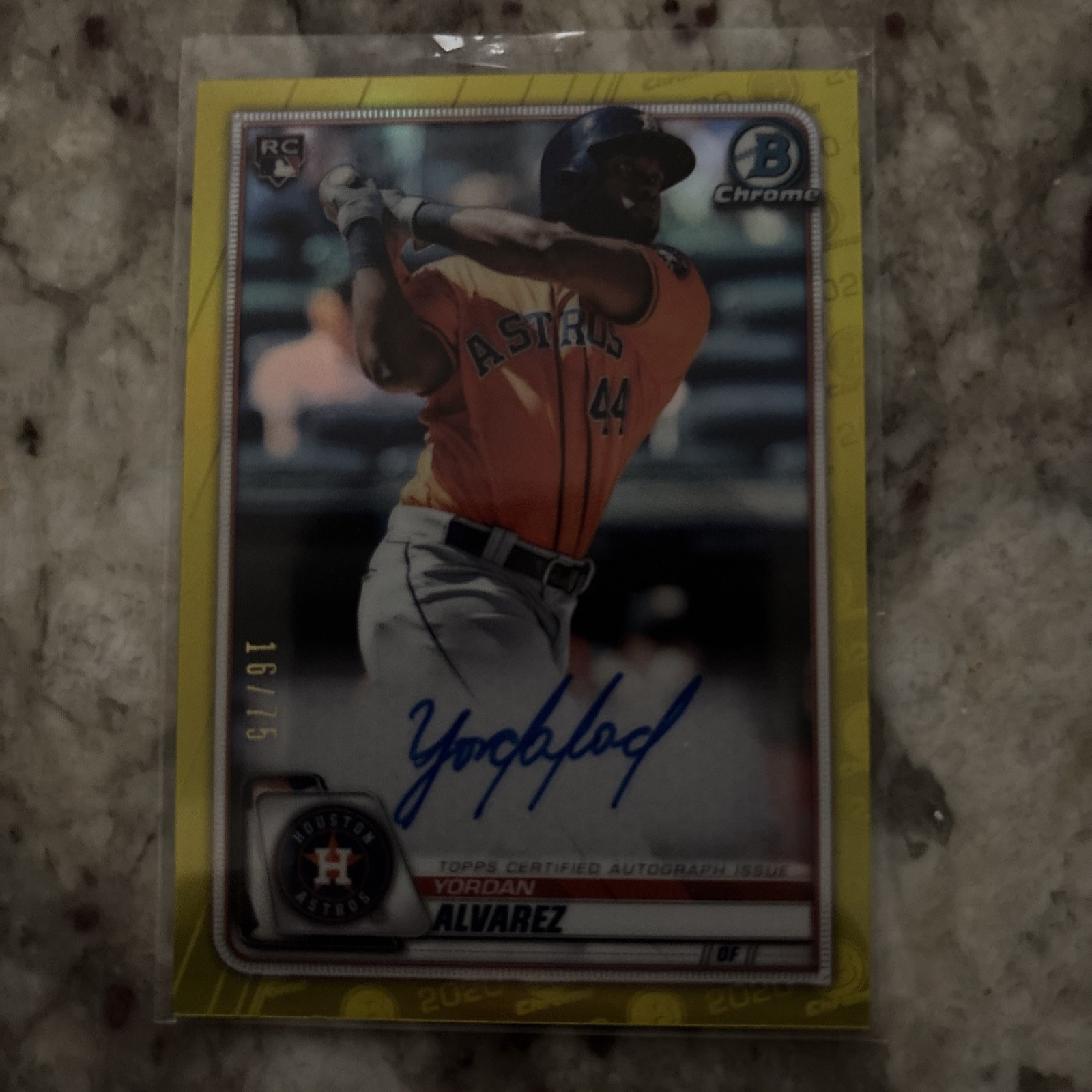 2020 Bowman Chrome Draft Yordan Alvarez Yellow Ref AUTO RC/75 MINT💎 Grade It!🔥