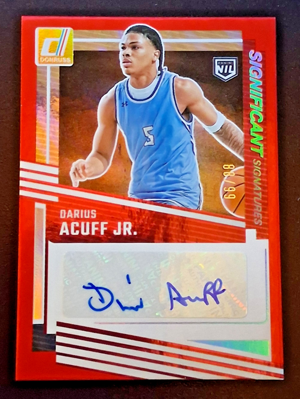 2025-26 Donruss Basketball NIL Significant Signatures Red Darius Acuff Jr #88/99