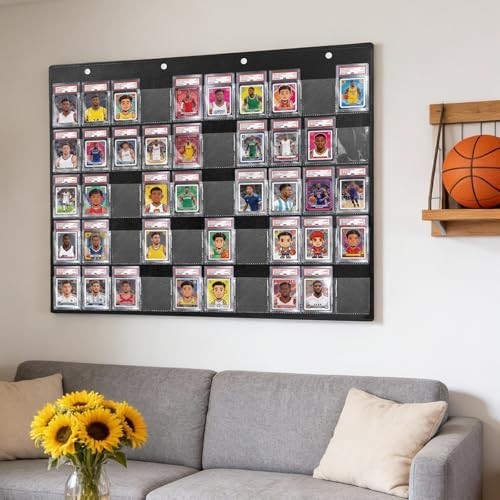 50 Pocket Trading Card Display Bag Wall Hanging Holder Sports Cards Storage Case