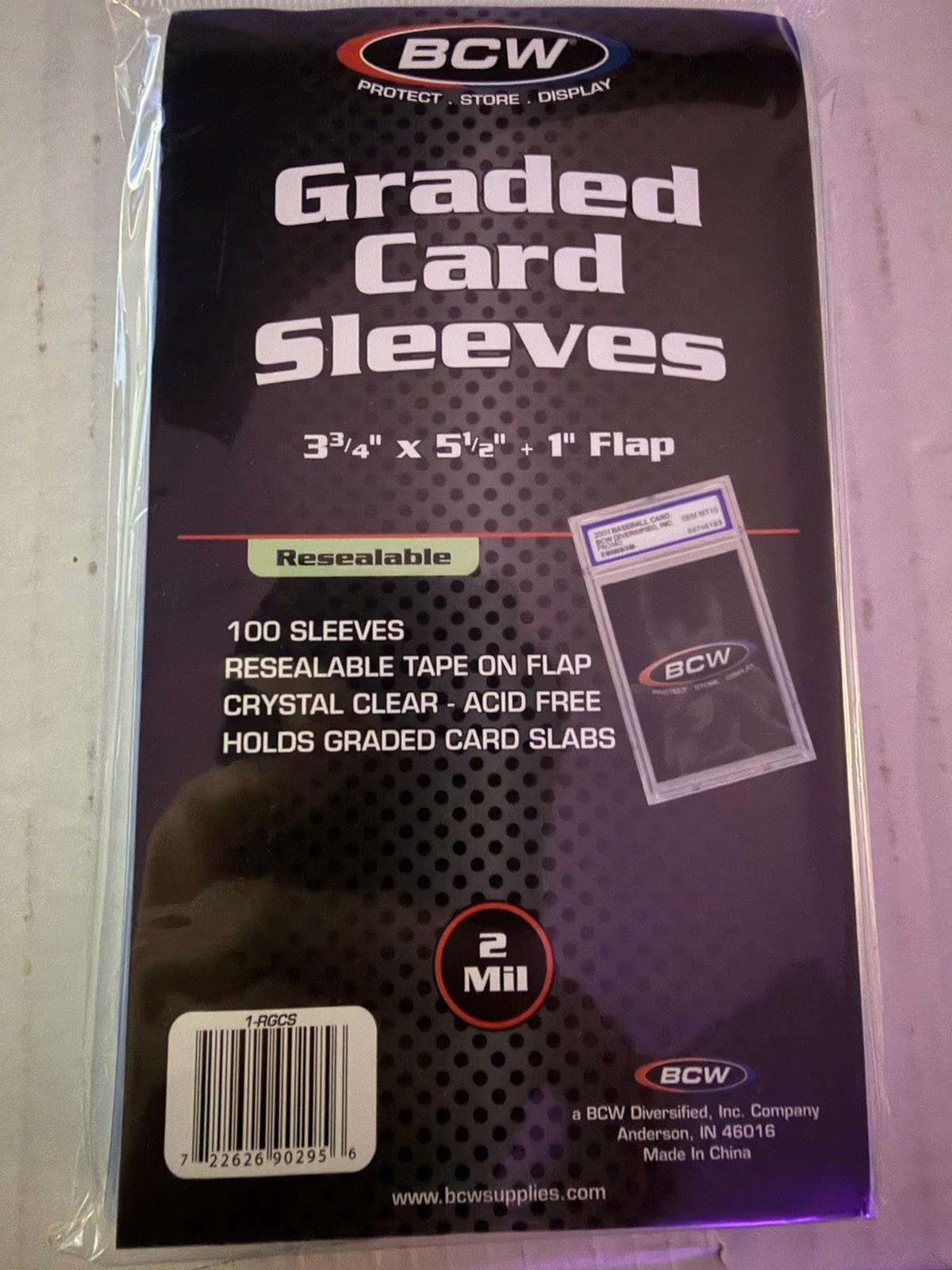BCW Resealable Graded Card Sleeves (1 Pack – 100 Sleeves) Fits PSA, BGS, SGC