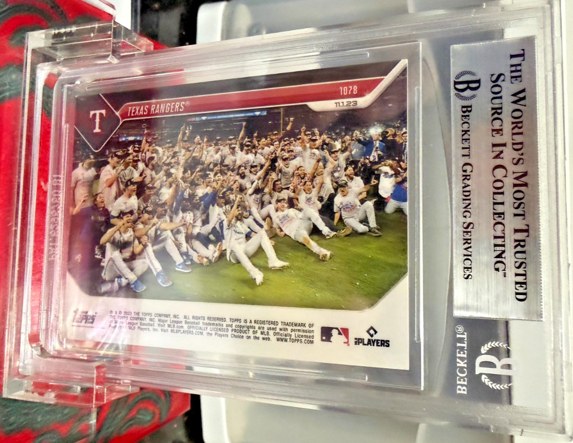 TX Rangers Win First World Series 2023 Topps Now 1078 Cody Bradford Auto BAS COA