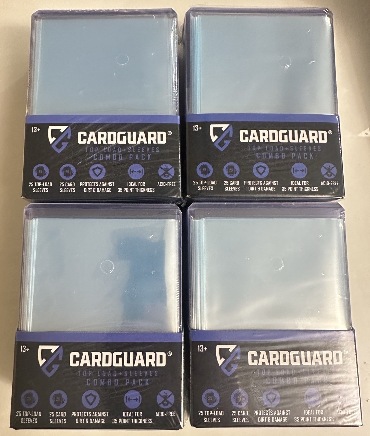CardGuard Combo Pack 25 top load and 25 Sleeves Acid Free 35 Pnt ( 4 ) PACK