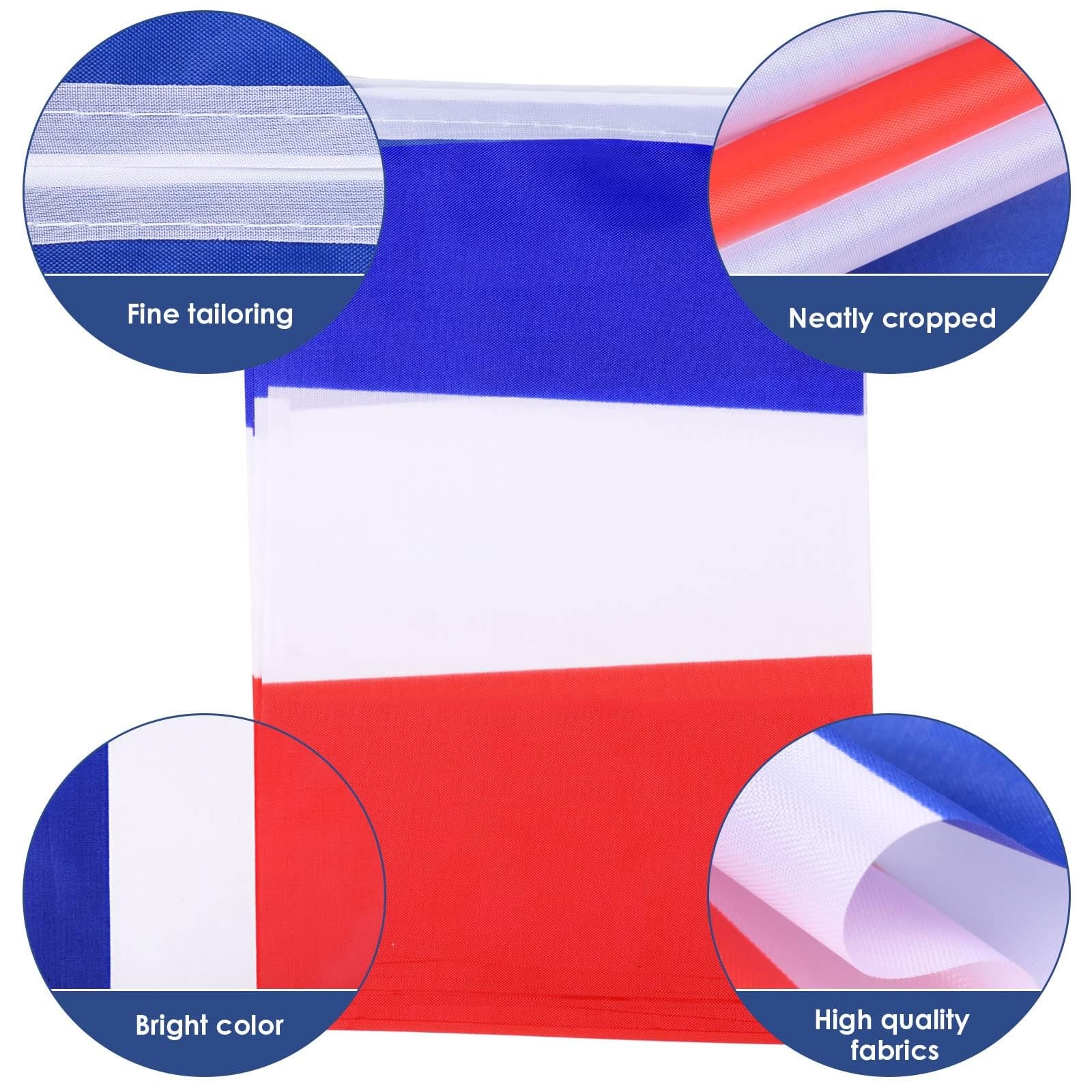 AhfuLife 33 Ft French String Flags Banner for 5.51×8.26 in-30 Pcs,
