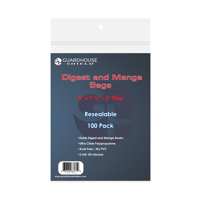 100 Guardhouse Resealable Manga Digest Bags 6″ x 7 5/8″ Archival Comic Sleeves