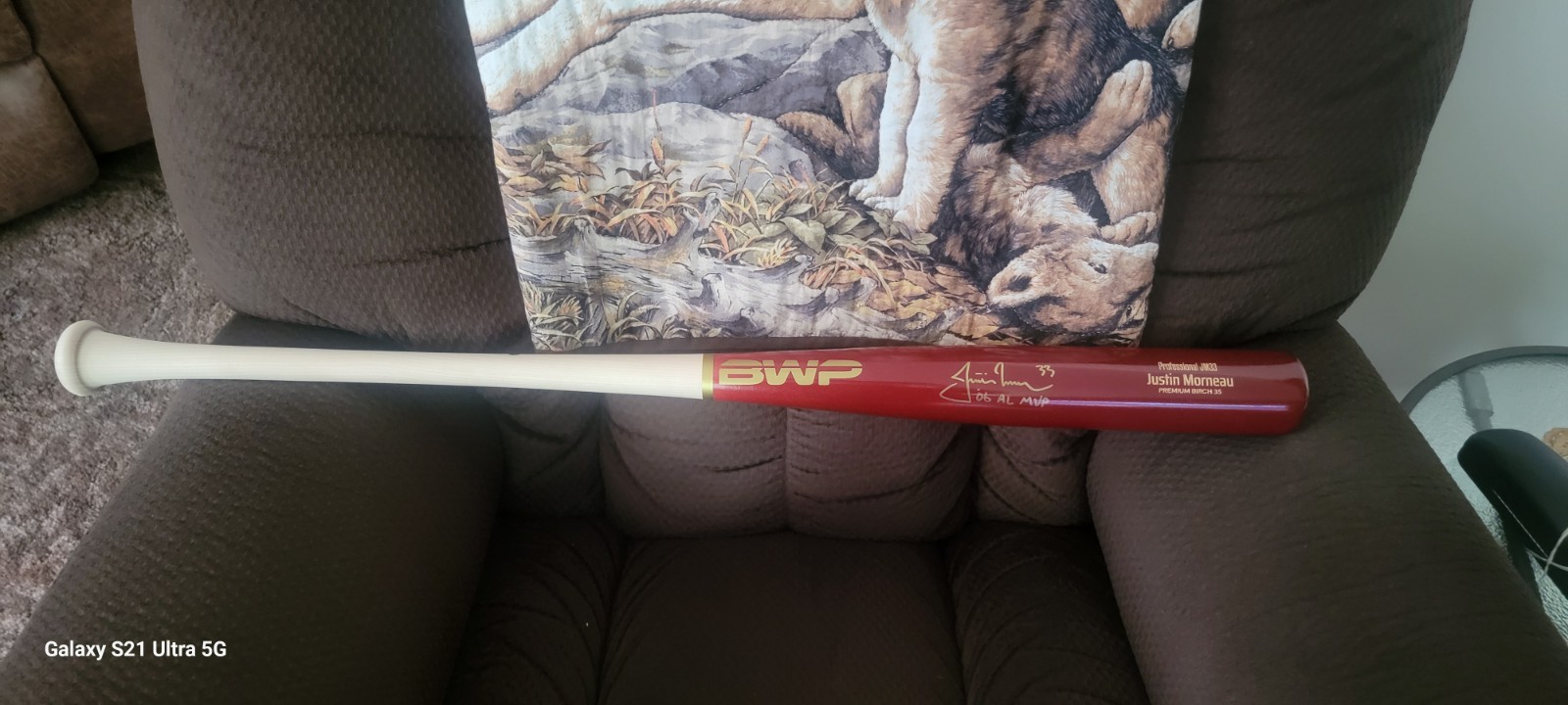 Justin Morneau Autographed Game Model Becket COA Inscribed “06 Al Mvp Bat