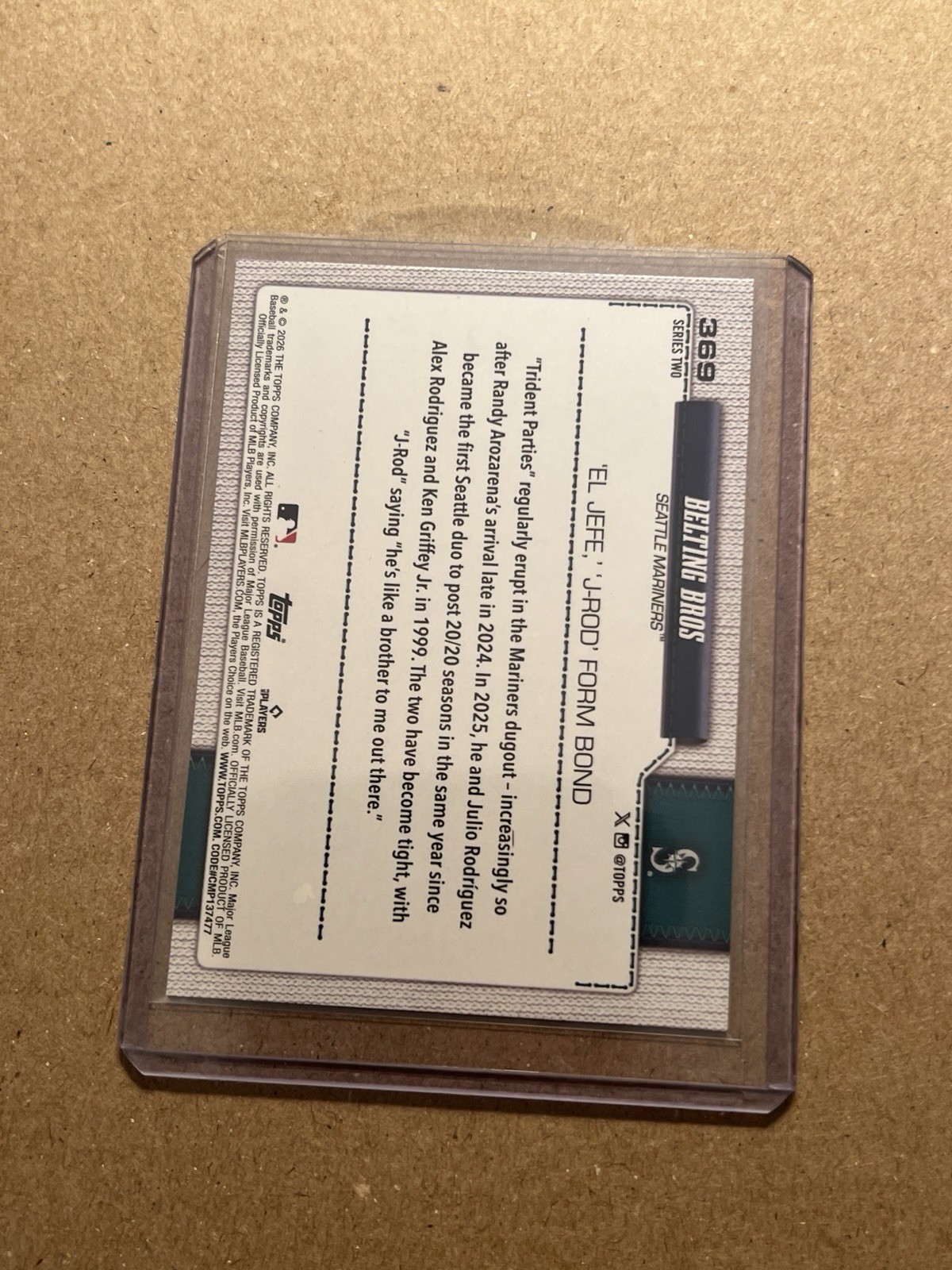 2026 Topps Series 2 [BASE] Seattle Belting Bros Arozarena & Rodriguez #369