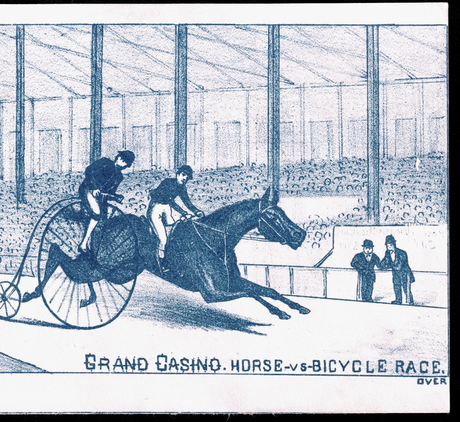 1882 Horse vs Bicycle Race Boston Grand Casino Track Charles LeRoy Ad Trade Card