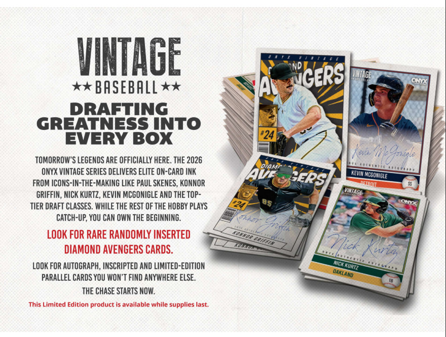 2026 Onyx Vintage Baseball Hobby Plus Box | 10 AUTOS | Skenes Griffin ON HAND