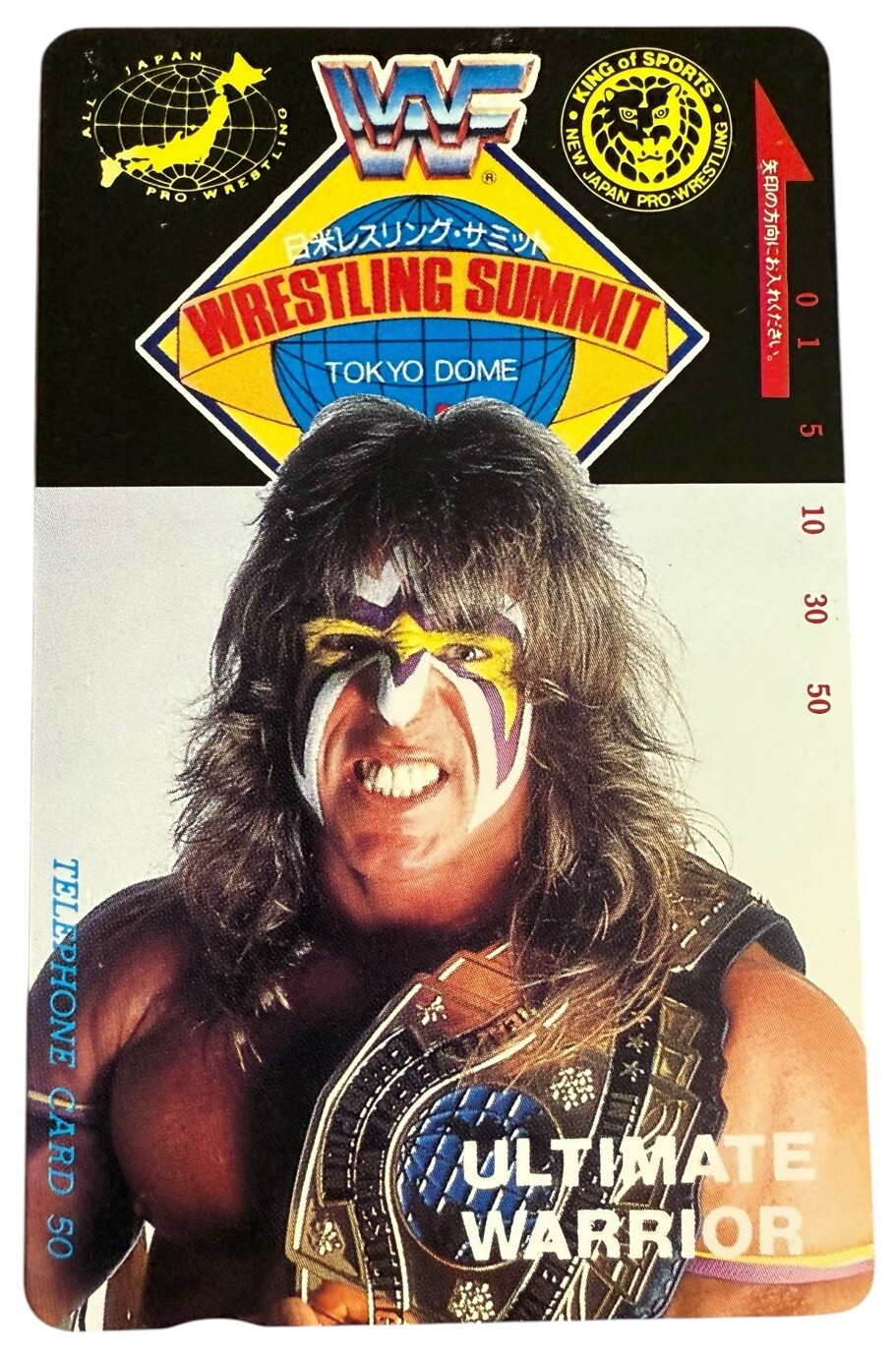 The Ultimate Warrior Phone Card 1990 Wrestling Summit WWF AJPW NJPW WWE 86x54mm