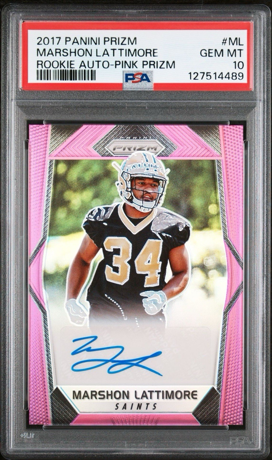 2017 Prizm Marshon Lattimore Rookie Auto Pink Prizm PSA 10