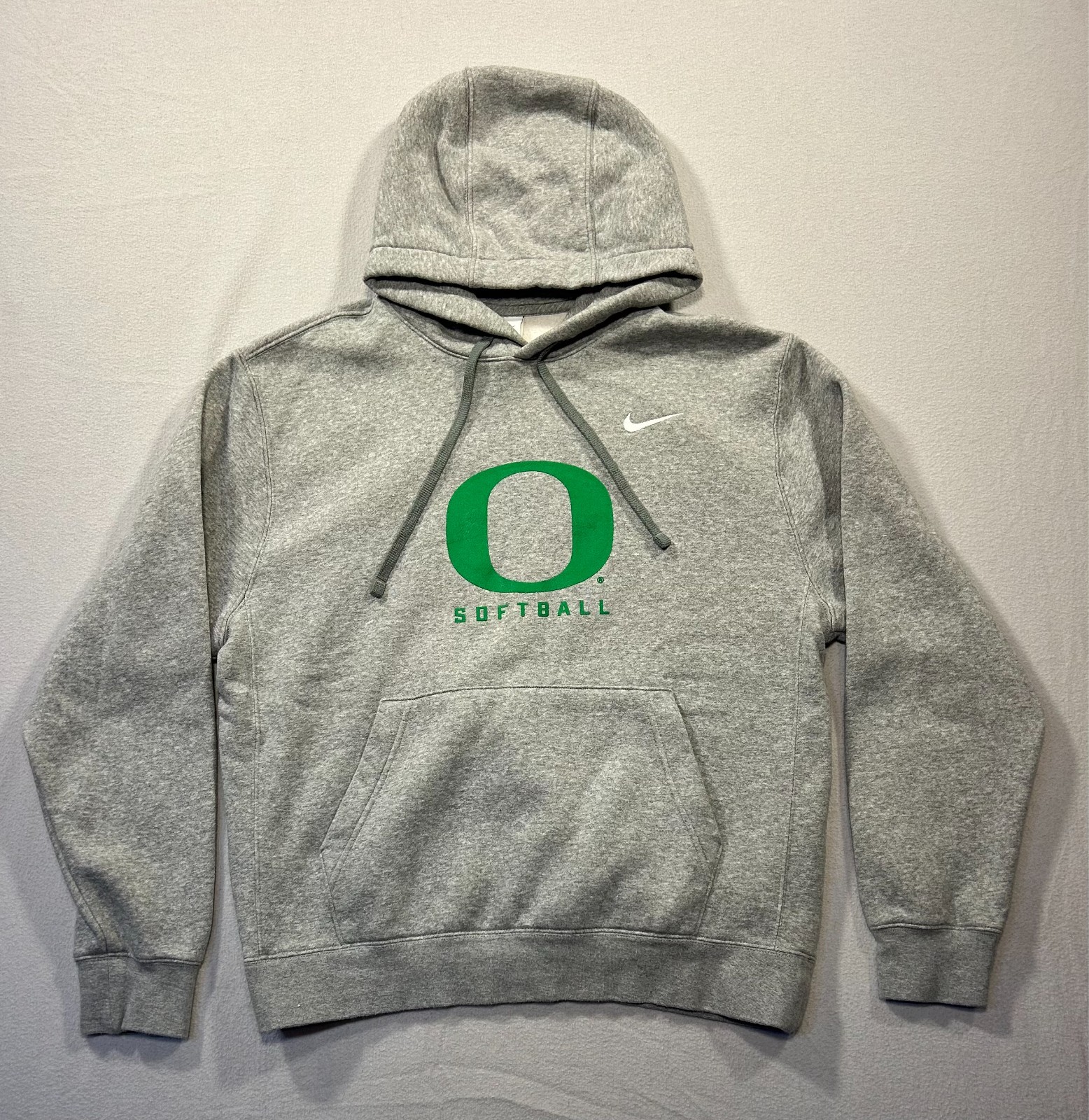 Oregon University Ducks Softball Adult Nike Medium Gray Hoodie Sweatshirt EUC