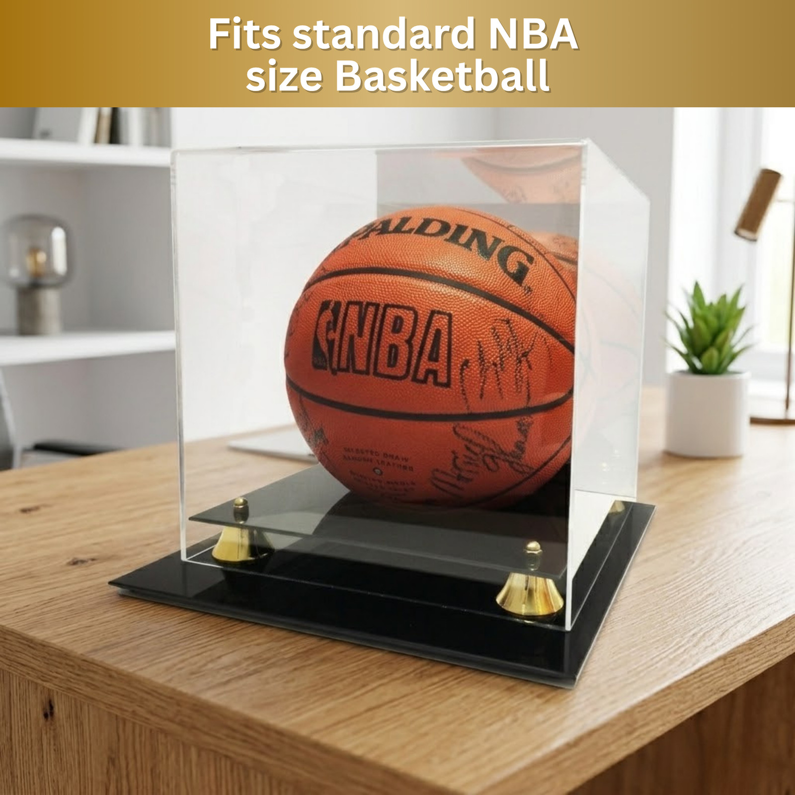 Deluxe UV Protected Full Size Basketball Display Case w/ Mirror Back
