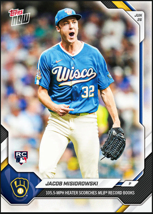 Jacob Misiorowski (RC) 105.5MPH RECORD – 2026 MLB Topps NOW® – Card 383 PRE-SALE