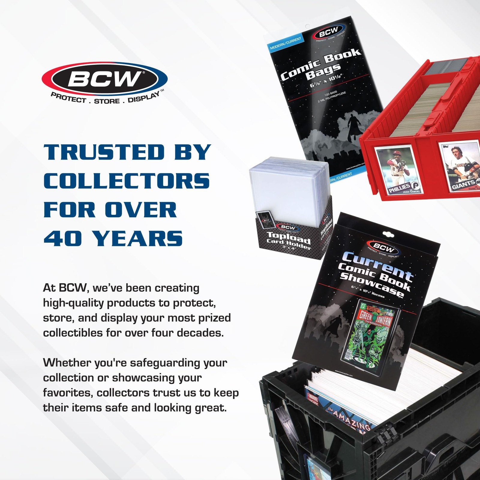 BCW Collectible Card Bin – (Single, Gray) | Holds up to 1600 Cards | Plast