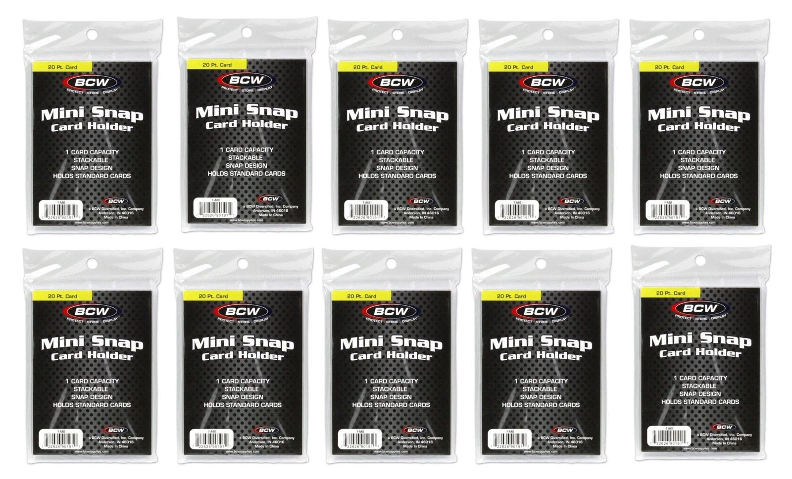 20 BCW Mini Snap Card Holder Titer Sport / Gaming Card Snaplock 20 Pts Stackable