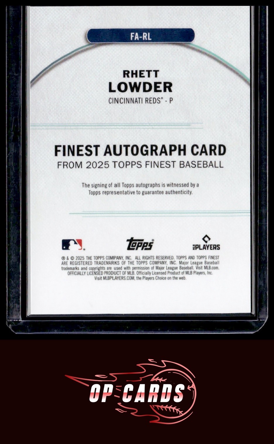 Rhett Lowder 2025 Topps Finest #FA-RL Finest Autographs Orange #/25