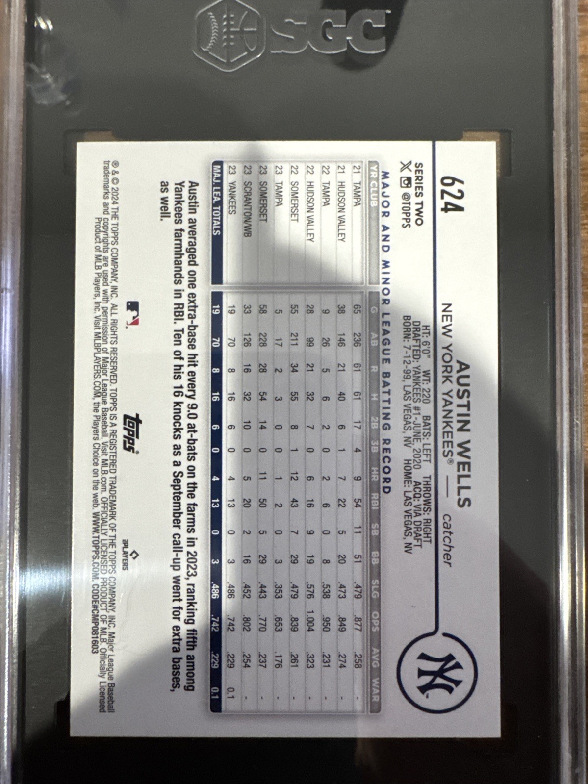 2024 Topps – Austin Wells #624 Holiday Variation RC SGC 10