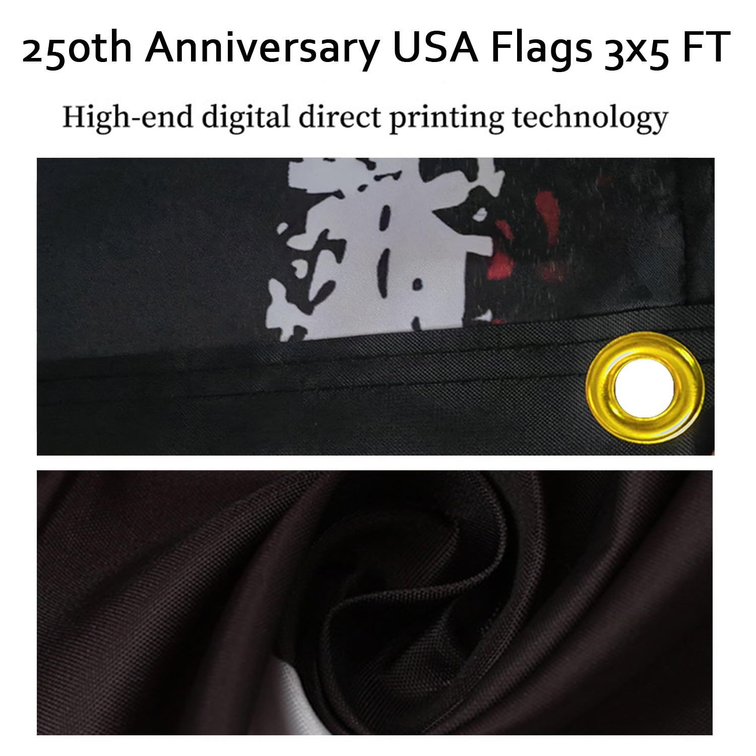 250th Anniversary USA Flags 3×5 FT America 4th Ft Single Sided, Style 1