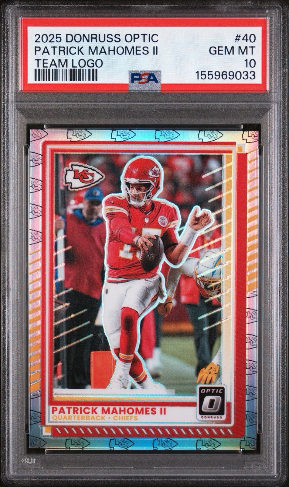 2025 Donruss Optic #40 Patrick Mahomes Team Logo Prizm /32 PSA 10 GEM MT